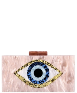 Fashion Hard Case Eye Clutch Bag HBG-104507 WHITE
